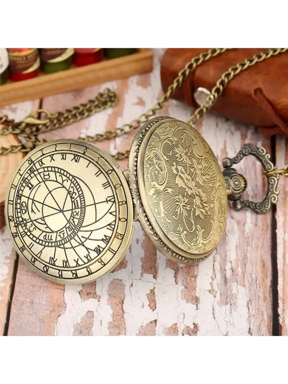 Vintage Retro Steampunk 48mm Pocket Watch Necklace - Doctor Who Astronomy Gift